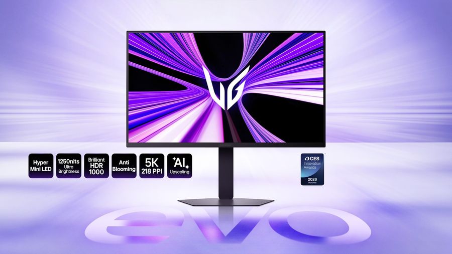 &Eacute;cran gaming LG UltraGear Evo 27GM950B-B avec d&eacute;finition 5K et luminosit&eacute; maximale de 1 250 cd/m&sup2;.