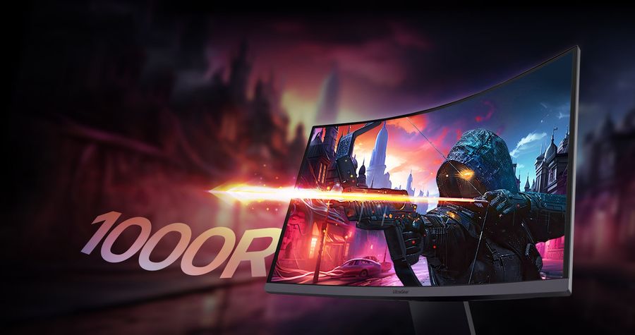 Le moniteur 2K LG UltraGear 32GS60QC-B offre une dalle incurvée 1000R pour une meilleure immersion et une réduction de la fatigue oculaire.