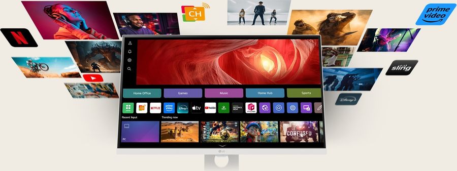 Écran connecté LG 27U731SA-W avec webOS, apps intégrées et fonctions de télétravail