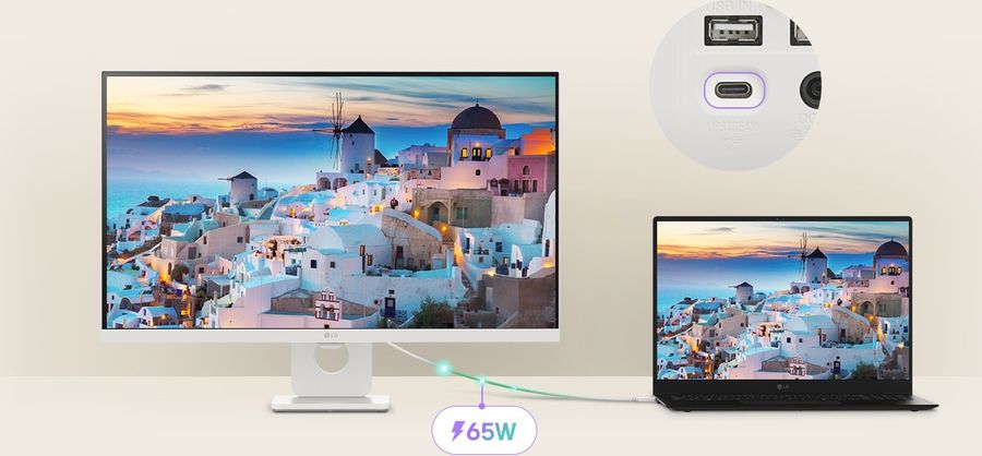 Moniteur LG 27U731SA-W avec port USB-C pour recharge, données et affichage