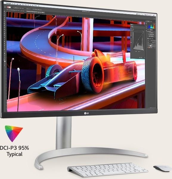 Grâce à sa compatibilité avec le gamut DCI-P3, l'écran professionnel LG UltraFine 27UP850K-W convient parfaitement aux tâches de retouche d'image, de graphisme et de montage vidéo.