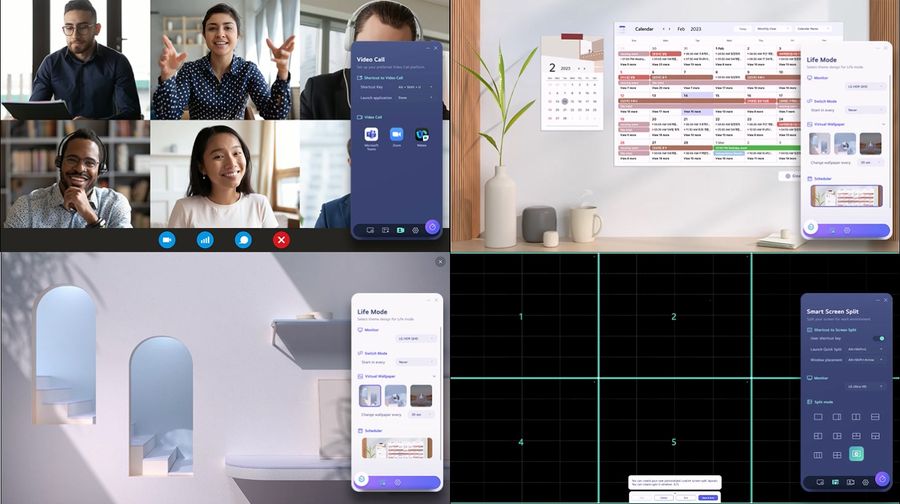 Avec l'application LG Switch, il est possible de basculer rapidement entre différentes configurations de bureau.