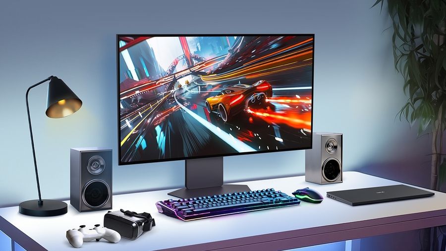 Moniteur gaming LG UltraGear OLED 32GX870A-B avec pied hexagonal réglable, pivot à 90° et éclairage arrière Hexagon Lighting.