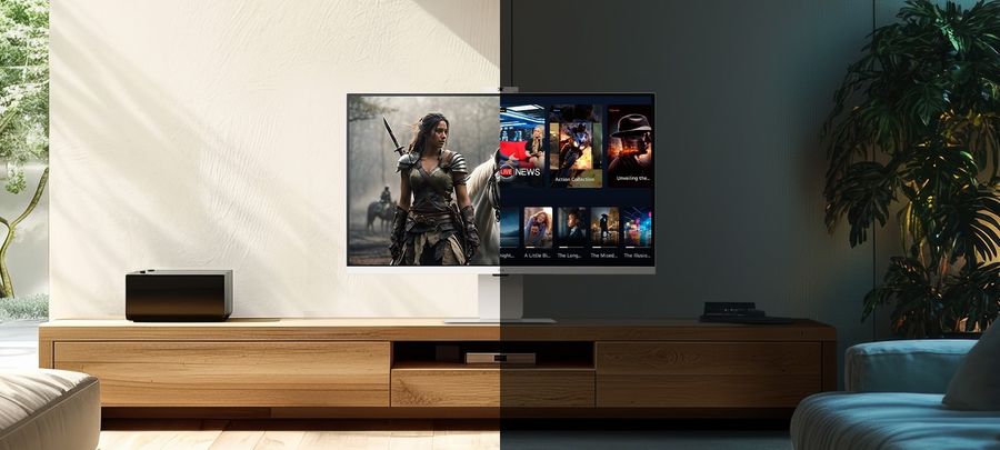 Moniteur LG 32U850SA-W UHD 4K de 31,5 pouces avec interface webOS et connectivité USB-C/HDMI.