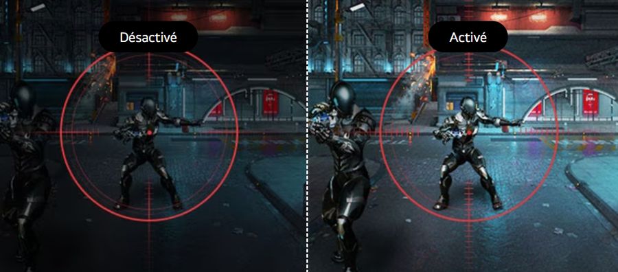 L'option Black Stabilizer de l'écran LG Ultrafine 32UR500-B offre une meilleure visibilité dans les jeux vidéo sombres.