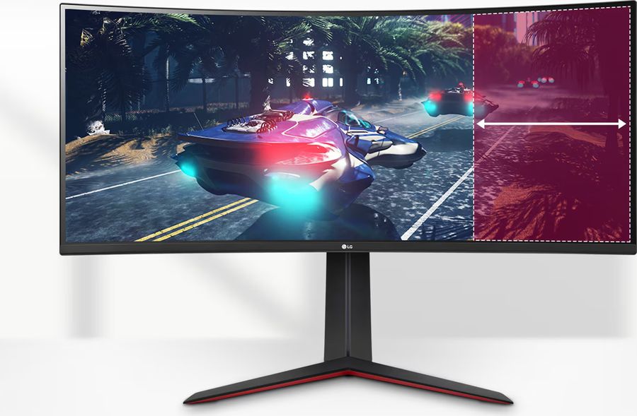 Le format 21:9 du moniteur gamer LG UltraGear 34GP63AP-B offre davantage d'espace de travail par rapport un écran 16:9.