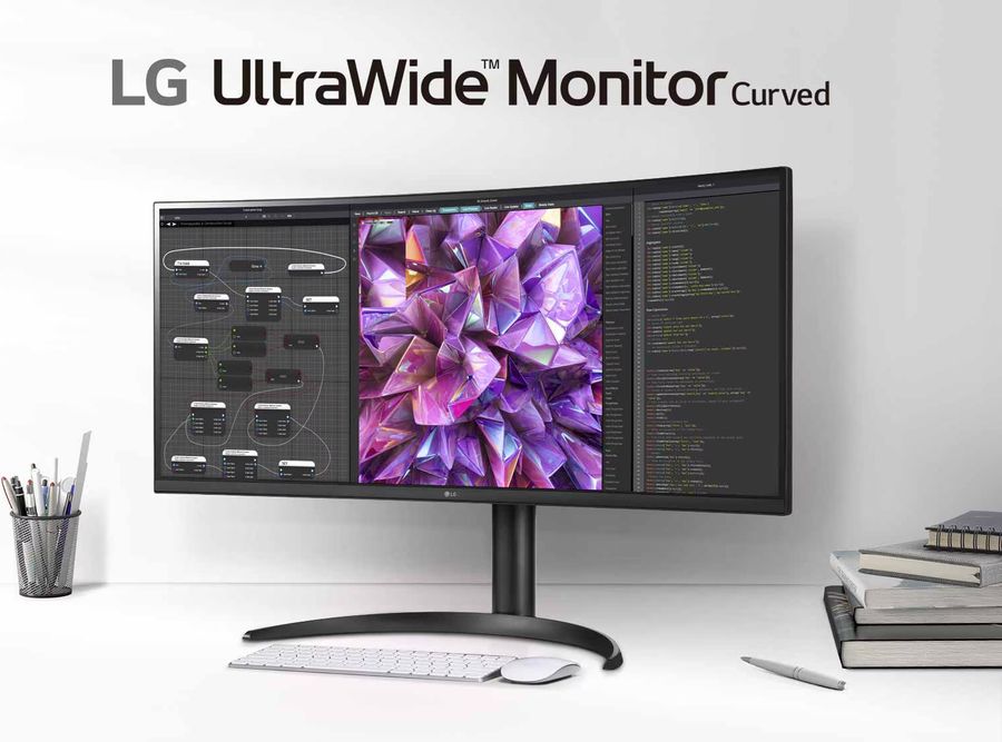 L'écran incurvé et ultra large LG UltraWide 34WQ75C-B offre confort et qualité d'image.