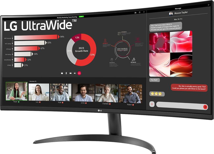 L'écran ultra large LG UltraWide 34WR50QK-B est au format 21:9.