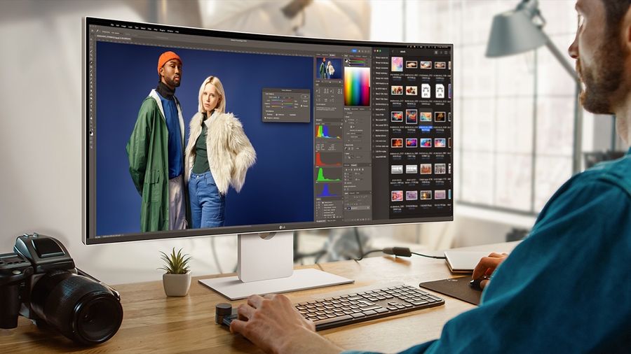 Écran LG UltraFine 40U990A-W avec réduction de la lumière bleue, anti-scintillement et mode lecture pour un confort visuel prolongé.