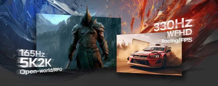 Moniteur gaming LG UltraGear Evo OLED 45GX950B-B avec Dual Mode 165 Hz en 5K2K et 330 Hz en WFHD.
