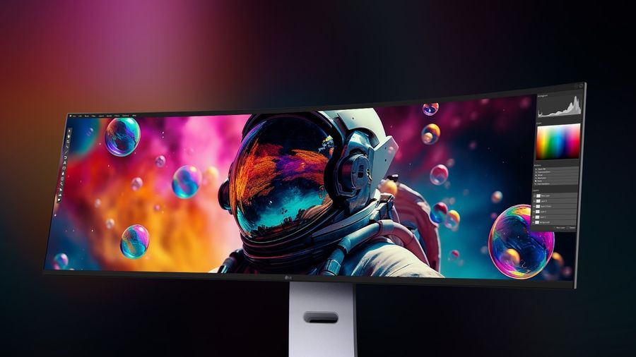 Technologie Nano IPS du moniteur ultra large LG UltraWide 49U950A-W améliorant la précision et la pureté des couleurs sur une dalle IPS incurvée.