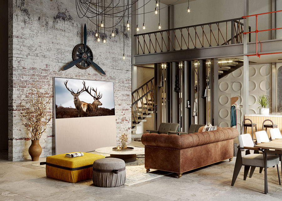 LG OLED Easel 65" (LG 65ART90) : fa&ccedil;ade en tissu abaiss&eacute;e