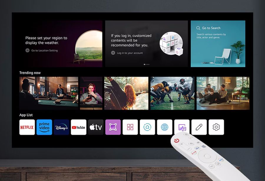 Intégré au vidéoprojecteur portatif LG CineBeam Q (HU710PB), WebOS donne accès à la plupart des services de streaming et bien plus encore.