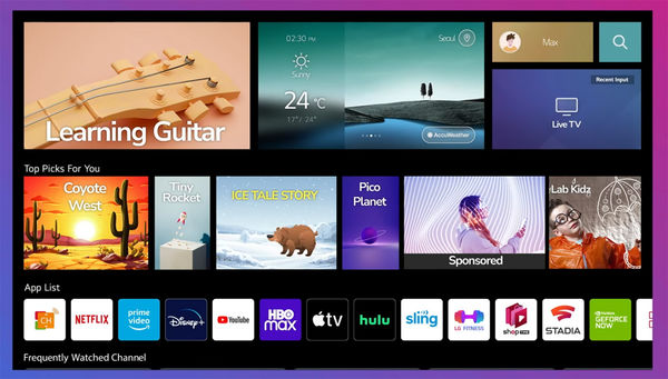 LG OLED42C2: Smart TV med WebOS -grensesnitt