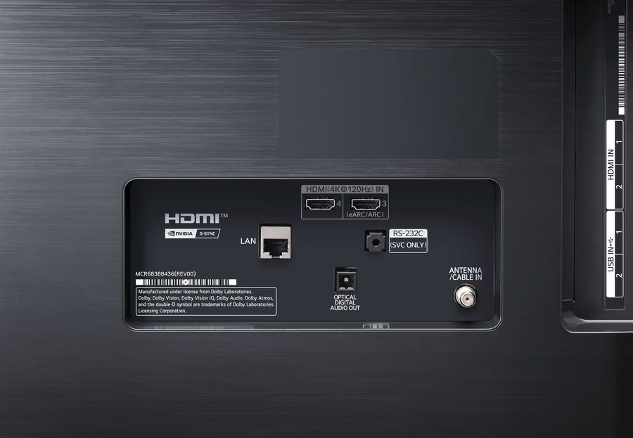 Connectique arri&egrave;re du t&eacute;l&eacute;viseur LG OLED55CS