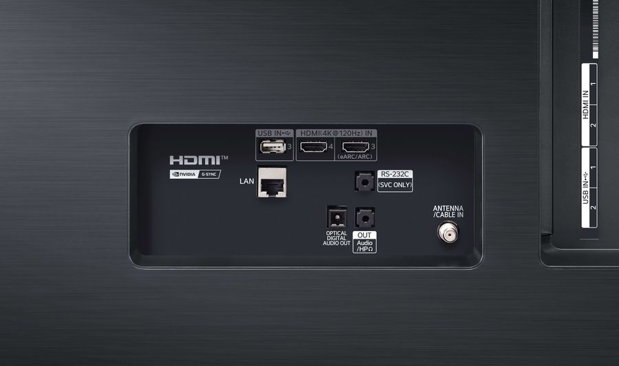 Connectique arri&egrave;re du t&eacute;l&eacute;viseur LG OLED77CS