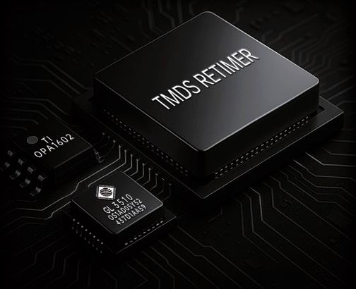 Circuit TMDS Retimer int&eacute;gr&eacute; dans le lecteur Blu-ray haut de gamme Magnetar UDP800 MKII pour un signal HDMI optimis&eacute;.