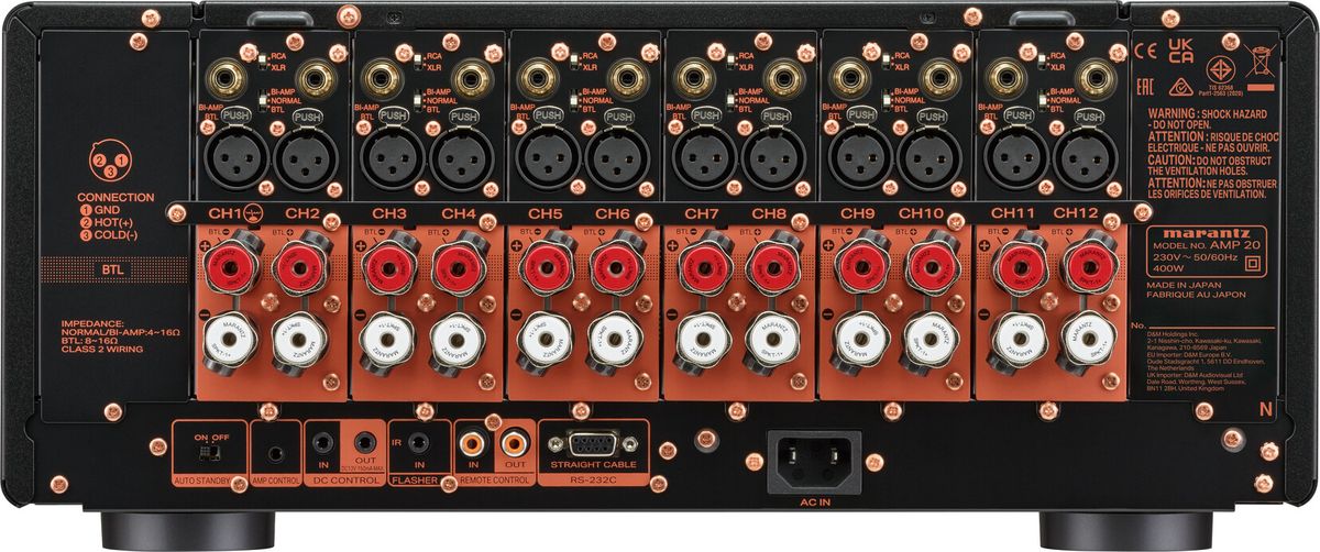 Connectique de l'ampli de puissance Marantz Amp 20