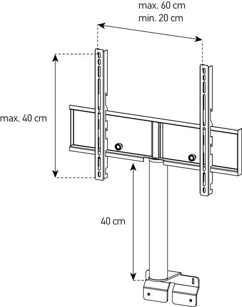 Sch&eacute;ma dimensions support tv