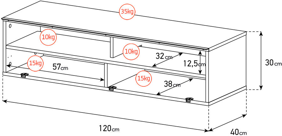 sch&eacute;ma dimensions meuble