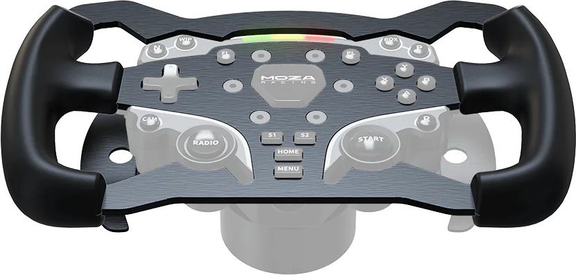 Kit F1 pour volant Moza Racing ES/ESX permettant de convertir un volant rond en format Formula pour la simulation automobile.
