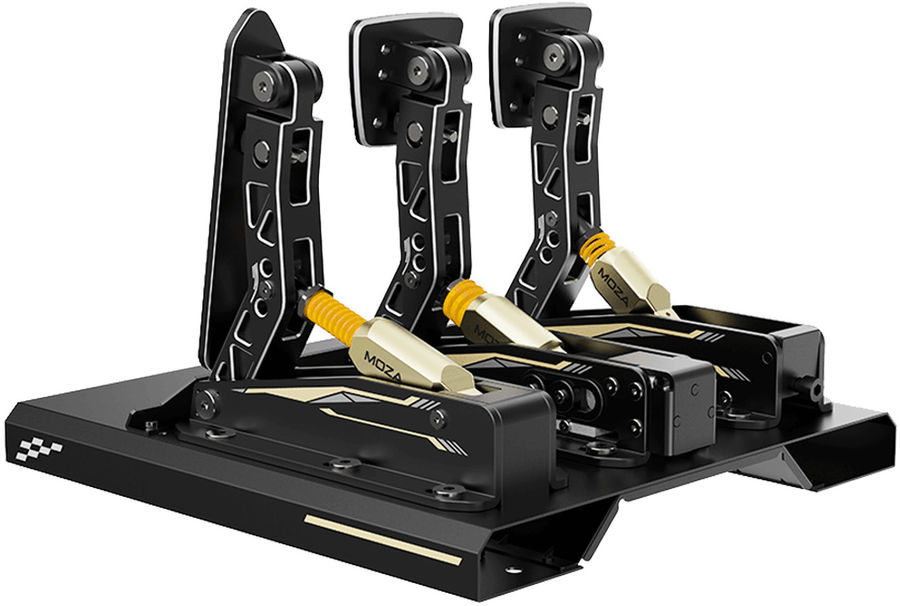 Vue arrière du pédalier Moza Racing CRP 3 pédales