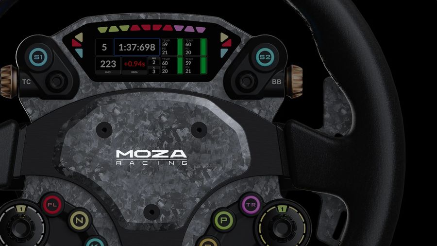 Volant Moza Racing CS Pro en carbone forg&eacute; et aluminium avec finition cuir microfibre premium
