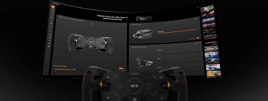Logiciel Moza Pit House personnalisation volant Moza Racing Porsche Mission R