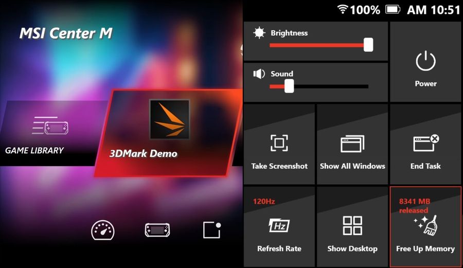 L'application MSI Center M permet de contrôler tous les paramètres de la console portable MSI Claw (A1M-042FR). 