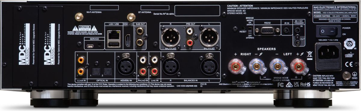 Connectique de l'ampli Nad M33 V2