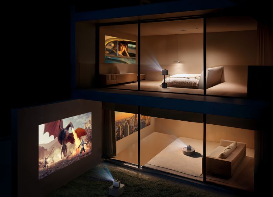 Vidéoprojecteur Nebula Cosmos 4K SE offrant une projection de haute qualité en intérieur et en extérieur.