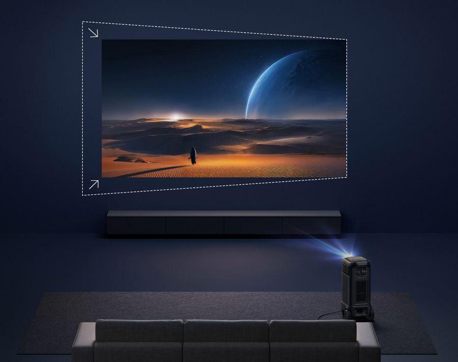 Le projecteur Nebula X1 Pro ajuste automatiquement l&rsquo;image gr&acirc;ce &agrave; la correction trap&eacute;zo&iuml;dale pour un affichage rectangulaire parfait.