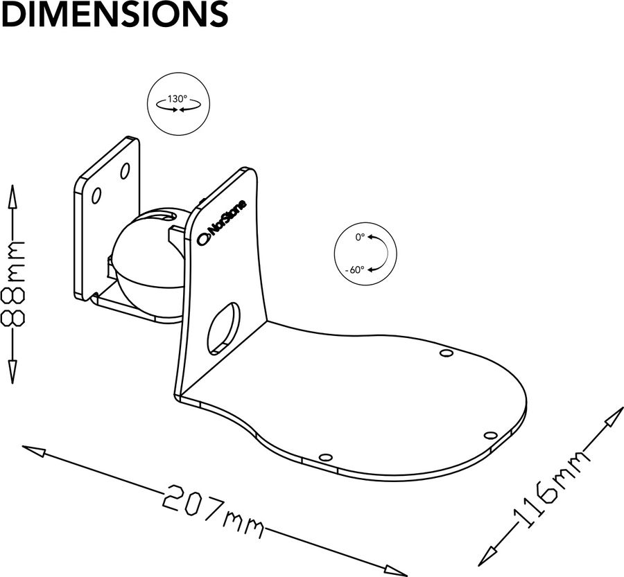 Schema dimensions NorStone WallMount pour WiiM Sound Schema dimensions WallMount pour WiiM