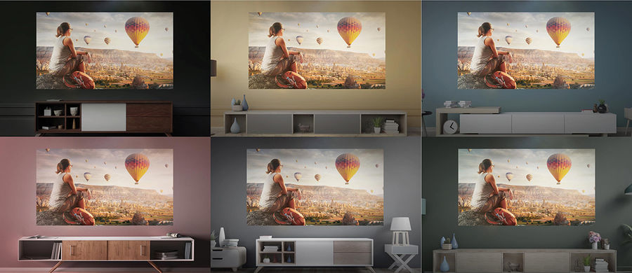 Optoma UHZ50 : projection sur mur de couleur