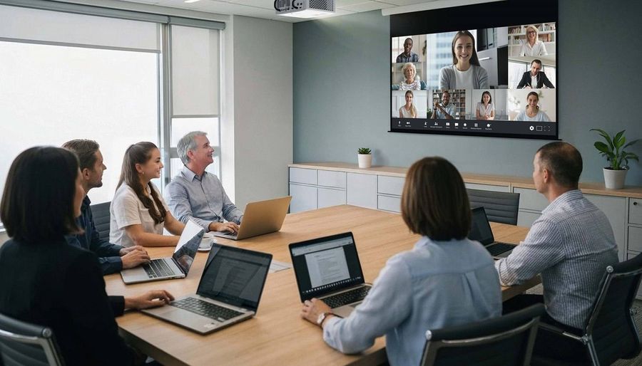 Vid&eacute;oprojecteur Optoma ZK521ST en installation dans une salle