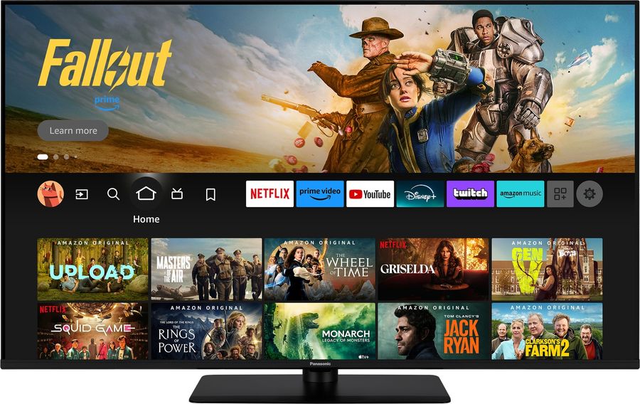Panasonic TV-50W85BEZ avec Fire TV, Alexa intégré et interface de navigation personnalisée.