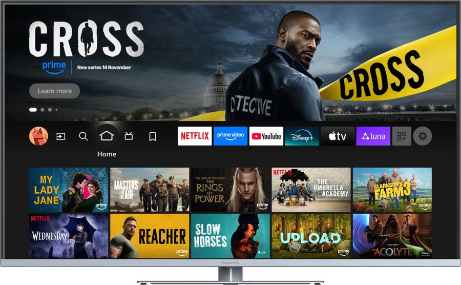 Smart TV Panasonic TV-55W93BE6 avec Fire TV, assistant vocal Alexa et compatibilité Apple AirPlay 2 et HomeKit.