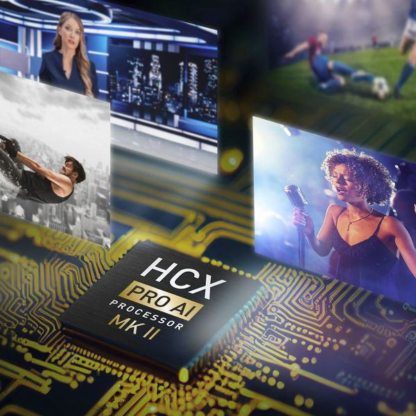 Téléviseur Panasonic TV-75W95BEG équipé du processeur HCX Pro AI MK II pour un traitement vidéo optimisé par scène.