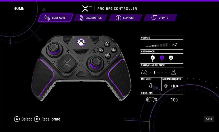 L'application de la manette PDP Victrix Pro BFG Wireless Xbox permet de configurer de nombreuses options.
