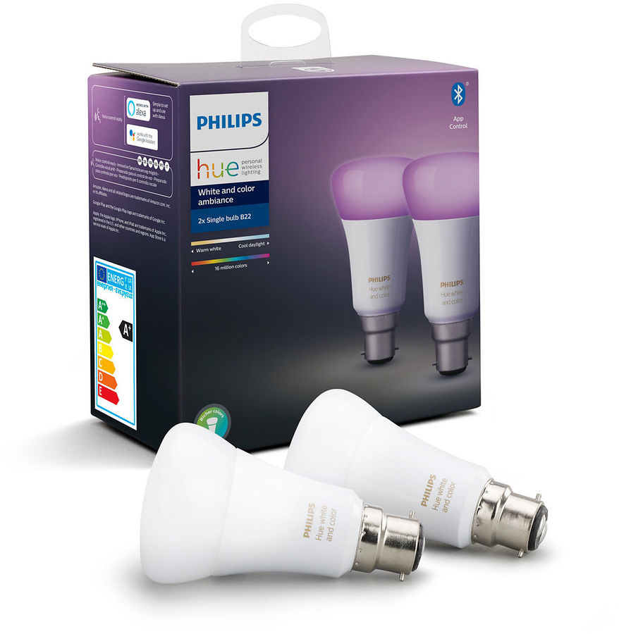 Éclairage connecté Philips Hue White and Color B22 Bluetooth (lot de 2)