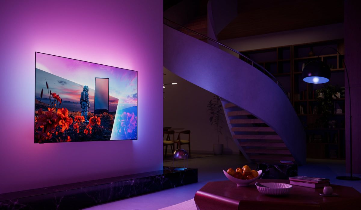 T&eacute;l&eacute;viseur Philips 77OLED811 OLED 77 pouces Ultra HD 4K avec Ambilight 3 c&ocirc;t&eacute;s, HDMI 2.1 et 165 Hz.