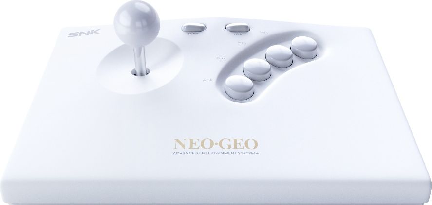 Stick arcade suppl&eacute;mentaire Neo-Geo AES+ disponible en noir ou en blanc pour jouer &agrave; deux sur les jeux Neo-Geo.