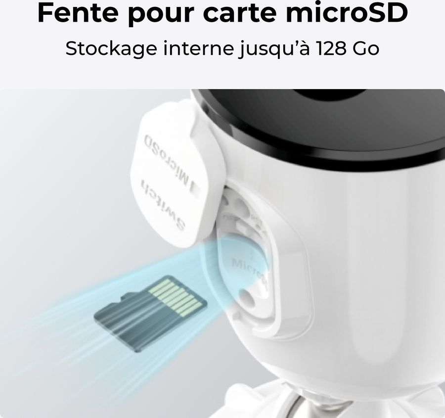 Le lecteur de carte micro SD est intégré à la caméra sans fil Reolink Argus Series B310.