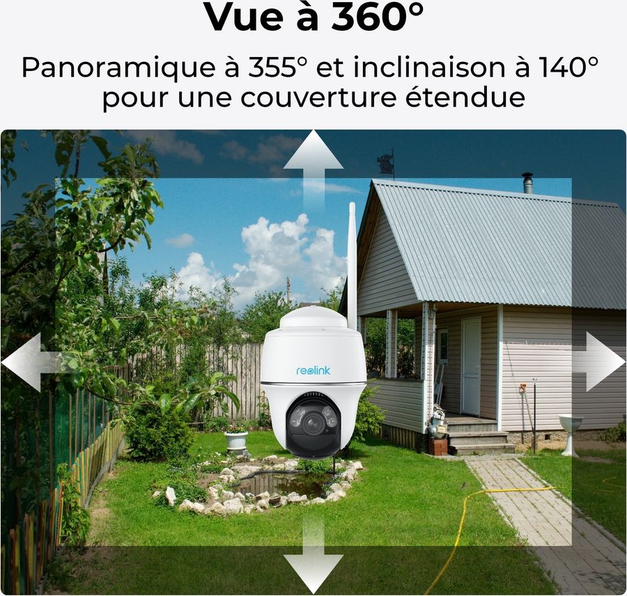 La caméra motorisée Reolink Argus Series B430 permet un champ de vision à 355°.