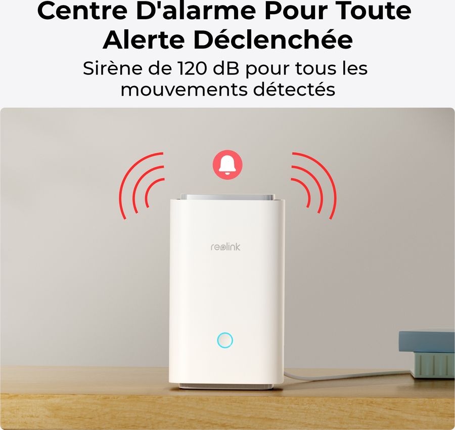 Le centre de sécurité Reolink Hub 1 intègre une alarme de 115 dB.