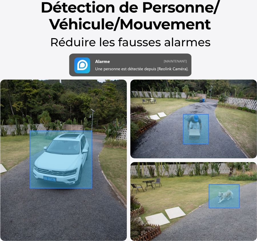 La caméra d'extérieur Reolink W320 est capable de détecter les animaux, les personnes et les véhicules.