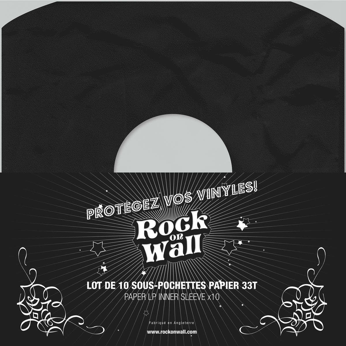 Pochettes vinyle Rock on wall Sous-pochette papier 33T noir (lot de 10)