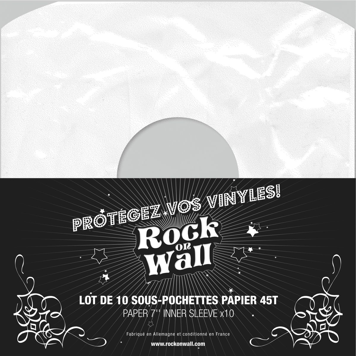 Pochettes vinyle Rock on wall Sous-pochette papier 45T x10