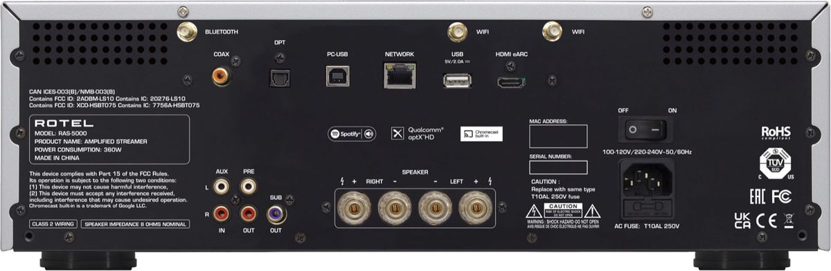 Connectique de l'ampli Rotel RA 5000