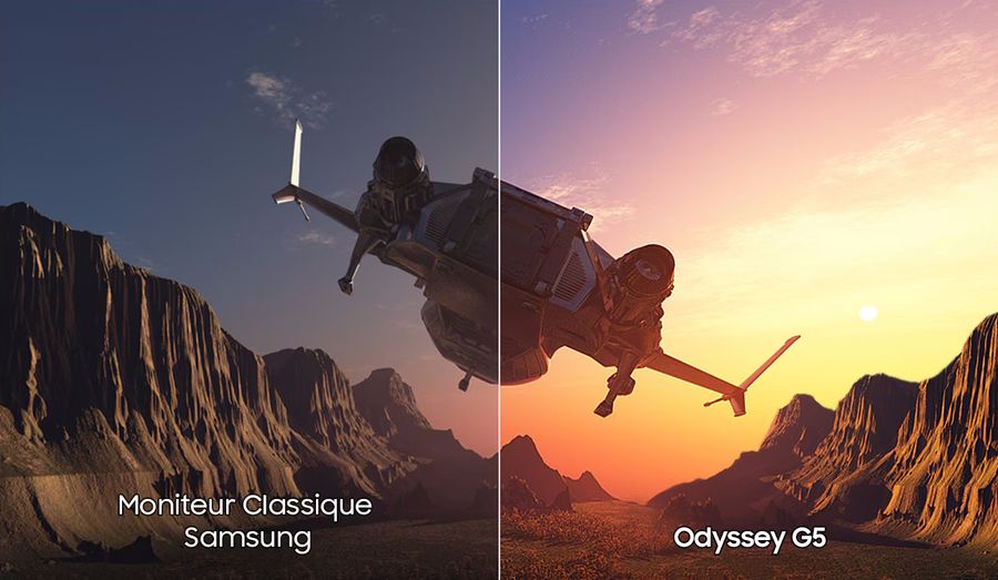 Pour de meilleurs contrastes, le moniteur gamer Samsung Odyssey G5 - G50D 32" prend en charge les contenus HDR.